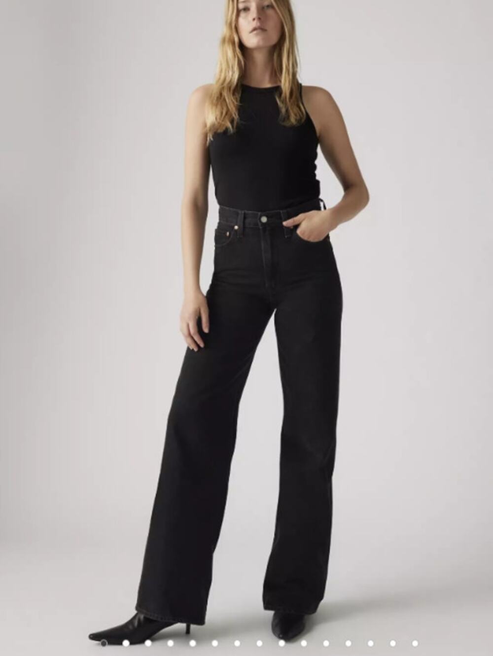 Levi’s Premium Ribcage Wide Leg Black Jeans 26x32 PC9-A6081-0001